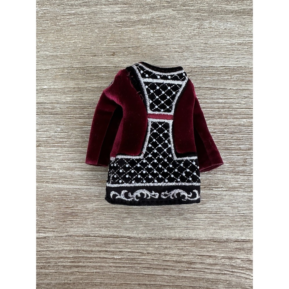 Rainbow High Mila Berrymore Doll 2nd Outfit Embroidered Burgundy & Black Dress